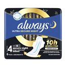 Always Σερβιέτες Ultra Secure Night (Μέγεθος 4) Φτερά x6 Σερβιέτες