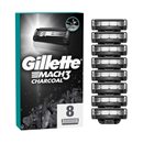 Gillette Mach3 Charcoal Ανταλλακτικές Κεφαλές Ξυριστικής Μηχανής, 8 τεμάχια